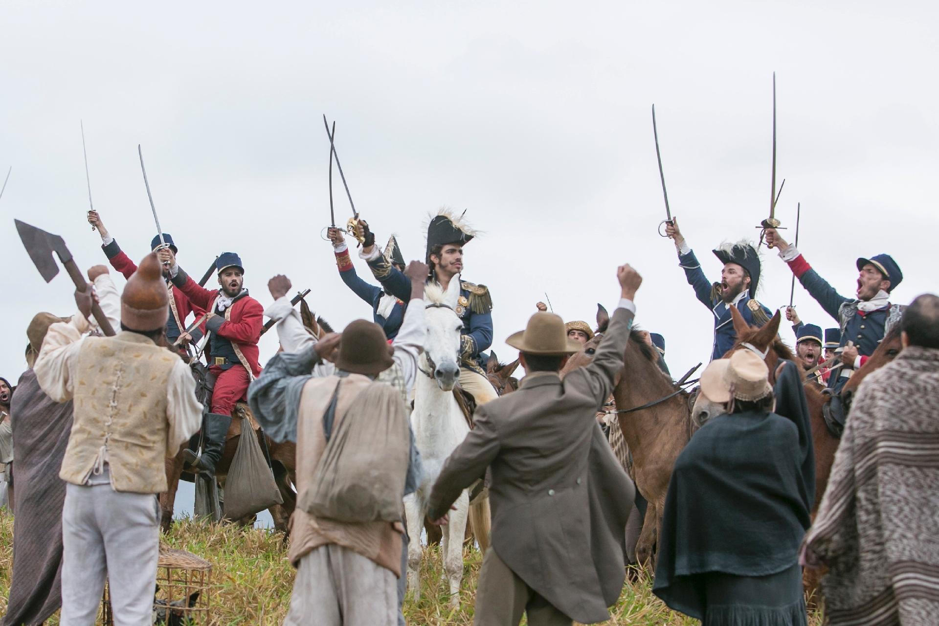 Dom Pedro (Caio Castro) declara a independência do Brasil em "Novo Mundo" - Rafael Campos/TV Globo