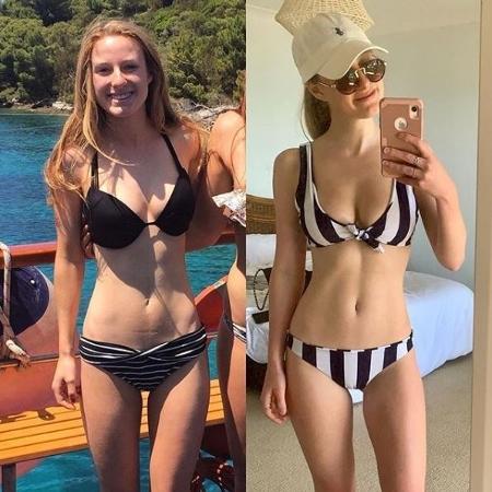 Jovem mostra corpo de quando tinha distúrbio alimentar, em 2014, e após voltar a comer sem regras, em 2019 - Reprodução Instagram/@nourishingnicola