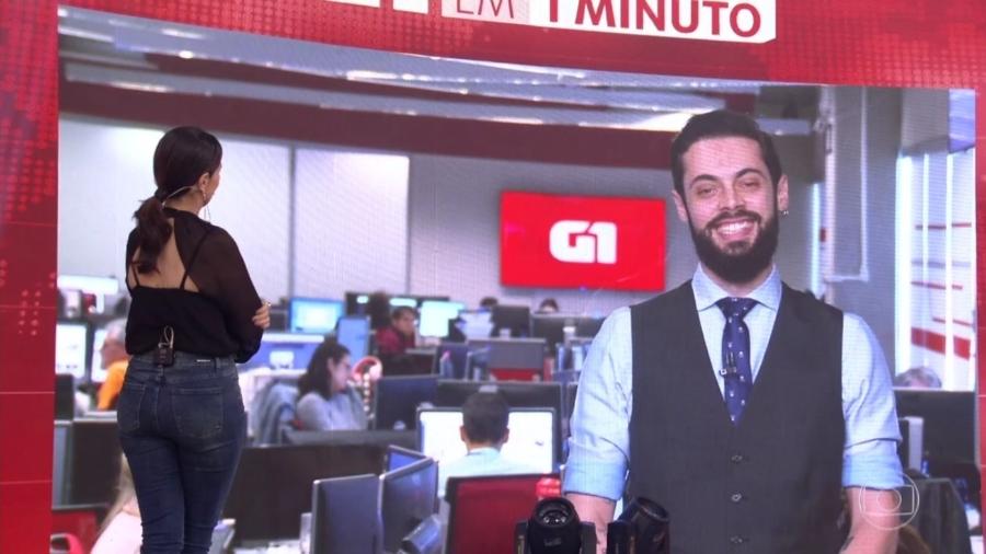 Fátima Bernardes elogia roupa de Cauê Fabiano no "Encontro" - Reprodução/TV Globo