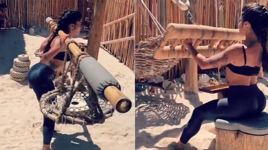 Para manter o corpão, Aline Riscado "pegou pesado" em academia de praia em Tulum, no México - Reprodução/Instagram