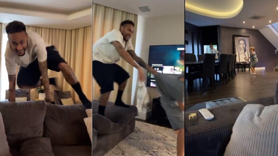 Neymar brinca de pega-pega com Davi Lucca e Valentim - Reprodução/Instagram