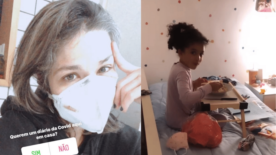 Samara Felippo mostrou que a filha Lara, de 8 anos, está confinada no quarto após receber o teste positivo de covid-19 - Reprodução/Instagram