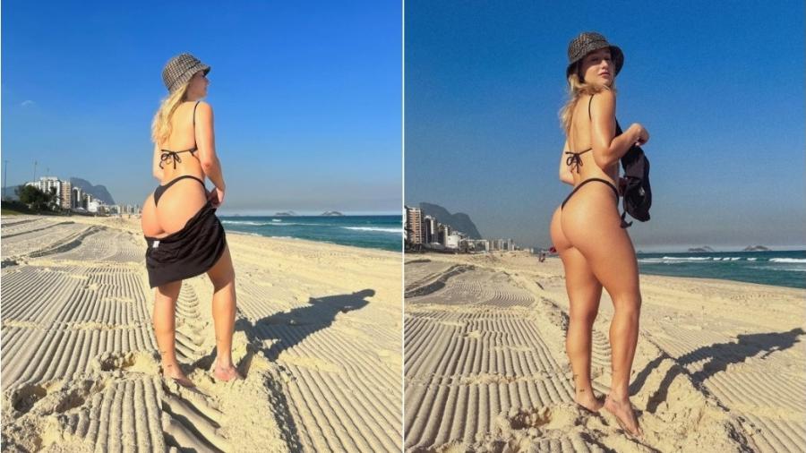 Bruna Griphao posa para fotos em praia na Barra da Tijuca, no Rio de Janeiro  - Reprodução/Instagram 