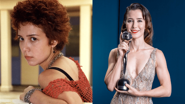 Marjorie Estiano em 'Malhação', em 2004, e em 2022, no prêmio Melhores do Ano