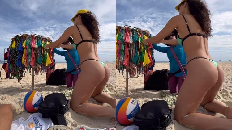 Débora Nascimento é flagrada por amigo fazendo compras na praia