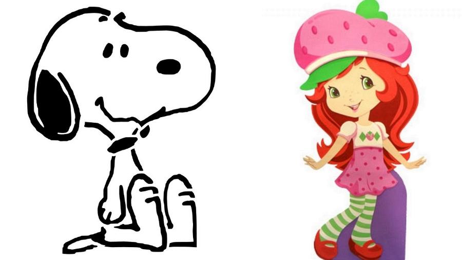 Os personagens Snoopy e Moranguinho - Reprodução/Montagem