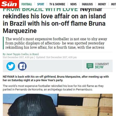 Bruna e Neymar - Reprodução/thesun.co.uk - Reprodução/thesun.co.uk