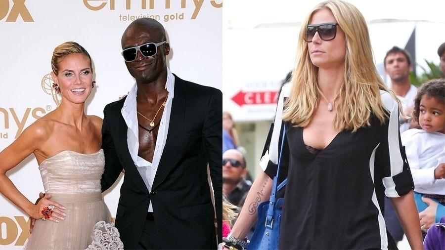 A modelo e apresentadora Heidi Klum removeu do braço a tatuagem com o nome do ex-marido Seal. O casal, que tem três filhos, terminou o relacionamento em 2012 após sete anos juntos - Getty Images e Brainpix