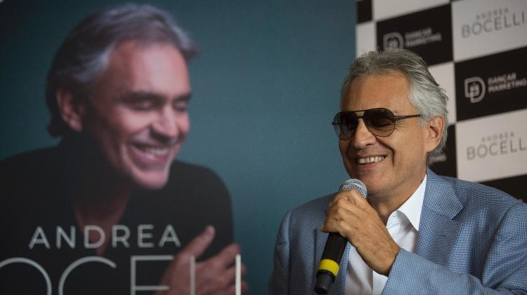 O tenor italiano Andrea Bocelli em entrevista coletiva no Hotel Grand Hyatt, na zona sul de São Paulo - Paulo Lopes/Futura Press/Estadão Conteúdo - Paulo Lopes/Futura Press/Estadão Conteúdo