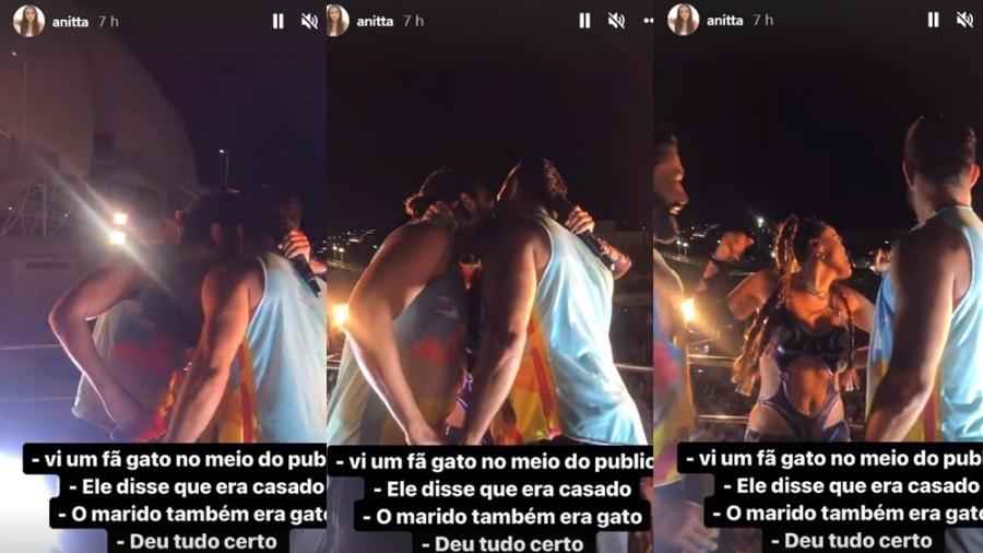 Anitta dá beija triplo em fãs durante apresentação - Reprodução/Instagram