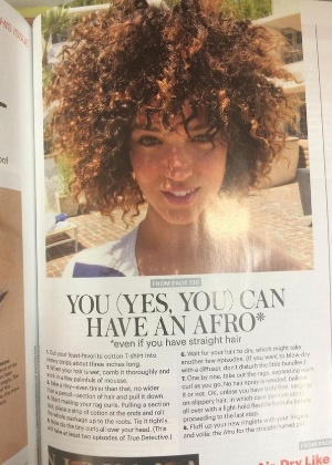 A revista "Allure" usou modelo branca em passo a passo de black power - Reprodução/Twitter