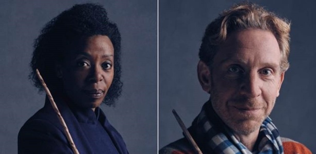 Os atores Paul Thornley e Noma Dumezweni que vivem Hermione e Ron na peça "Harry Potter and the Cursed Child" - Divulgação - Divulgação