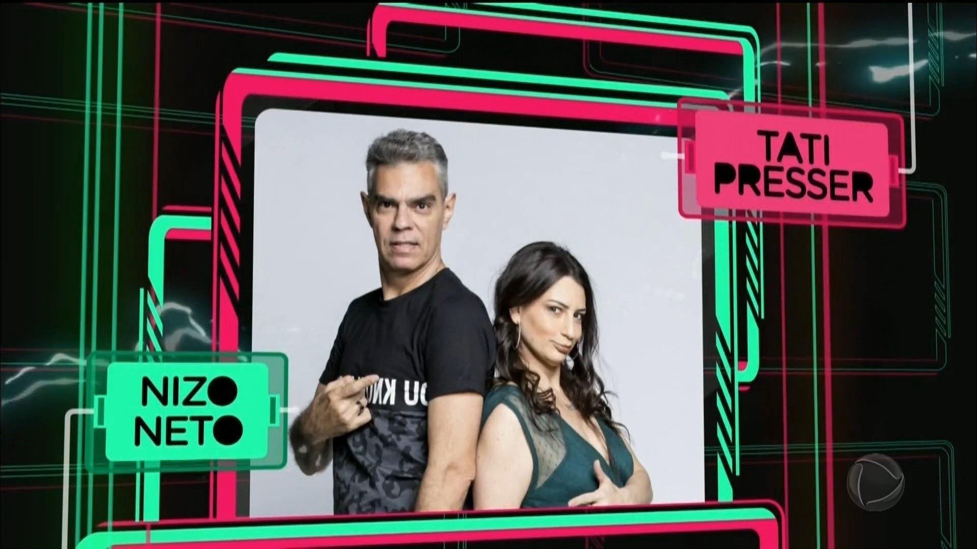 O comediante Nizo Neto, ex-"Zorra", e a mulher, a escritora Tati Presser - Reprodução/Record