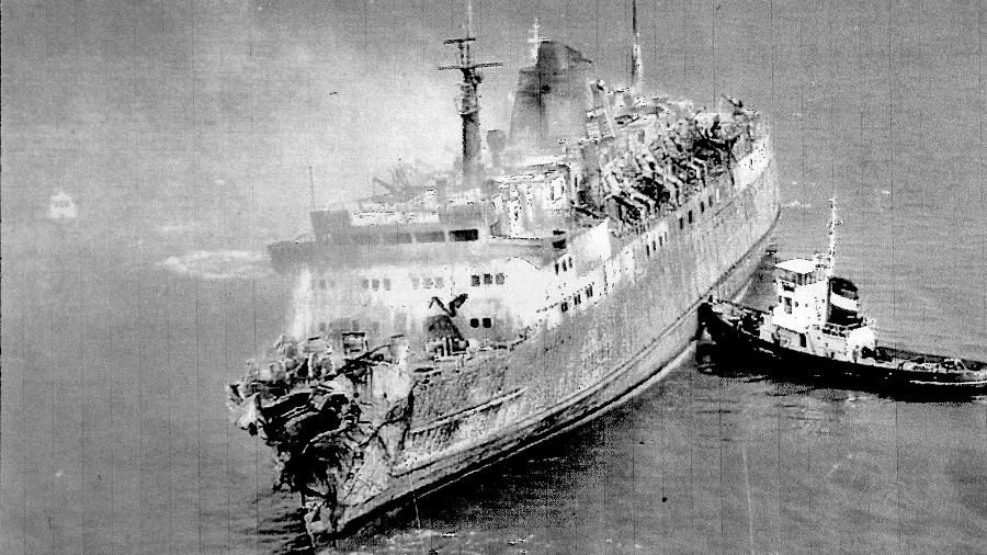 O "Moby Prince" colidiu com um petroleiro em 1991, no porto de Livorno: apenas uma pessoa sobreviveu  - Getty Images