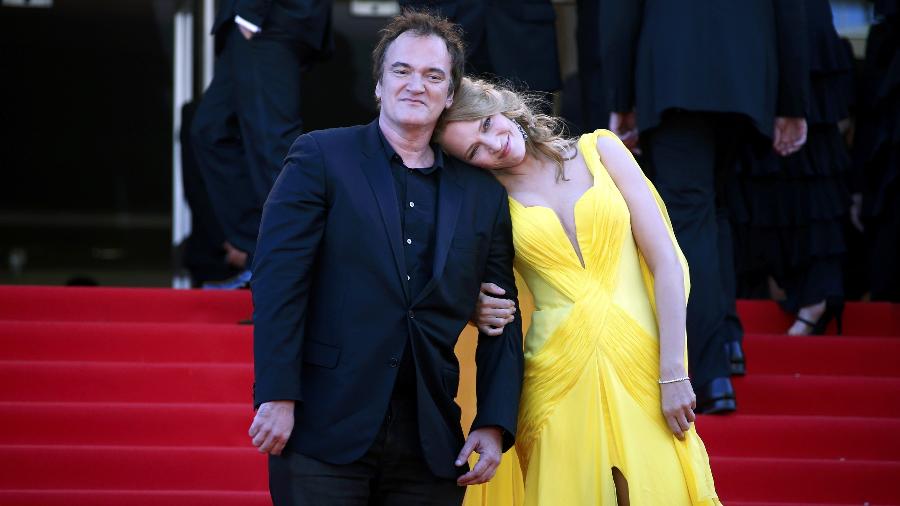 Quentin Tarantino e Uma Thurman posam para fotos no Festival de Cinema de Cannes em 2014 - REUTERS/Eric Gaillard