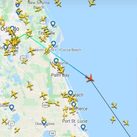 Voo com corpo de Gugu Liberato deixa Orlando - Reprodução/FlightRadar24.com - Reprodução/FlightRadar24.com