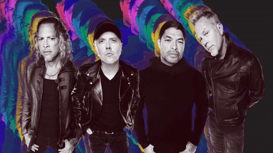 Ousadia e alegria! Metallica coloca J Balvin e Miley Cyrus pra cantarem heavy metal - Montagem de Pedro Antunes