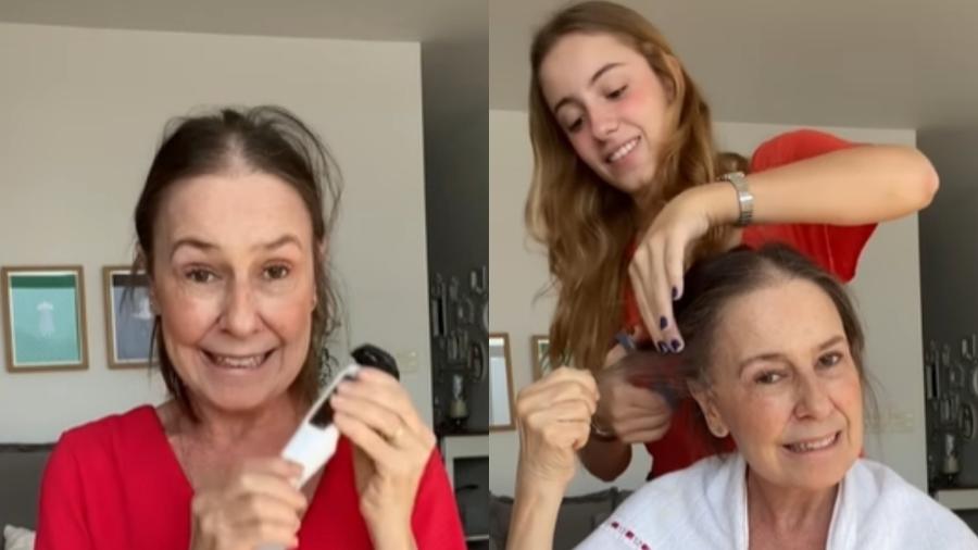 Susana Naspolini raspa o cabelo com ajuda da filha - Divulgação/Instagram