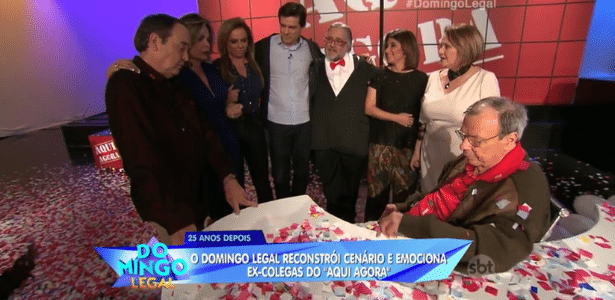 21.ago.2016 - Gil Gomes reencontra amigos do "Aqui Agora" - Reprodução/SBT - Reprodução/SBT