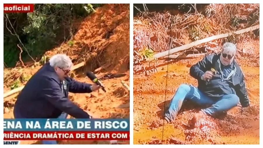 Datena caiu em lamaçal no litoral norte de São Paulo - Reprodução