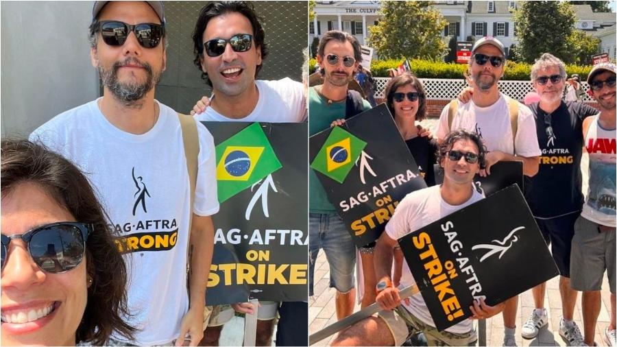 Wagner Moura e amigos participam de ato em apoio à greve de atores - Reprodução /Instagram