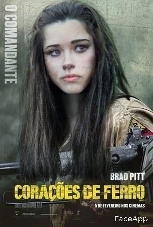 Brad Pitt muda de gênero, mas a beleza permanece no pôster de "Coração de Ferro" - Divulgação