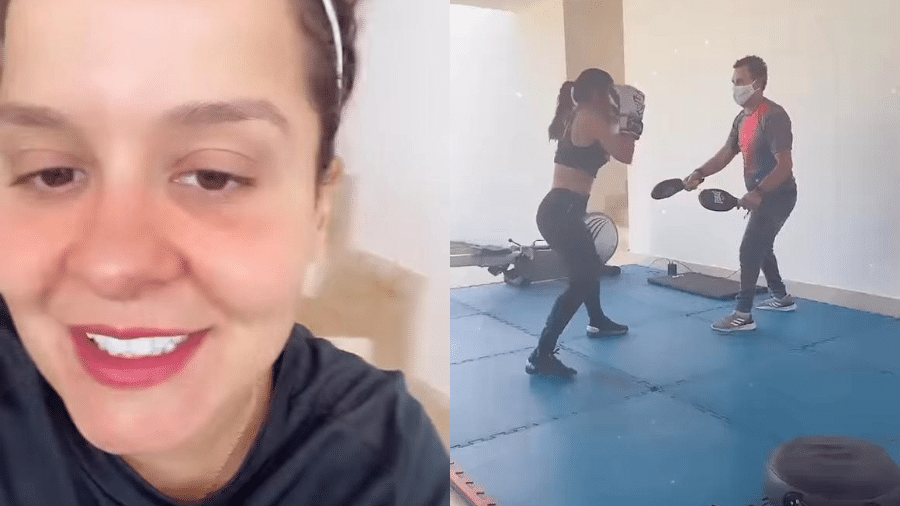 Maiara mostrou habilidade da irmã Maraisa durante aula de boxe - Reprodução/Instagram/@maiara