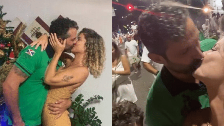 Bárbara e Iran, finalistas de "A Fazenda", se beijaram no Ano-Novo - Reprodução/Twitter e Instagram