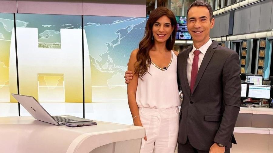 Cesar Tralli posa ao lado de Andréia Sadi e comemora estreia da amiga no Jornal Hoje - Reprodução/Instagram