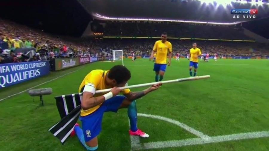 Neymar durante uma de suas comemorações - Reprodução/SporTV