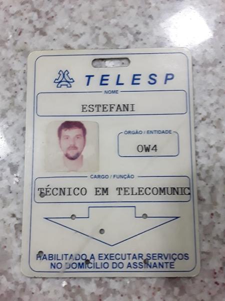 Crachá de Antônio Henrique Estefani, que trabalhou na Telesp por mais de 20 anos