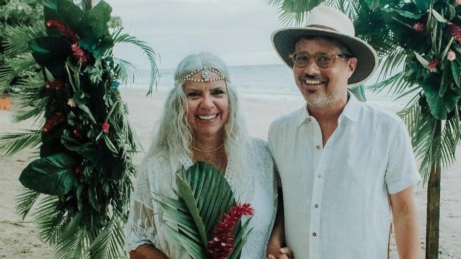 Astrid Fontenelle e o marido, Fausto Franco, renovaram votos na Bahia