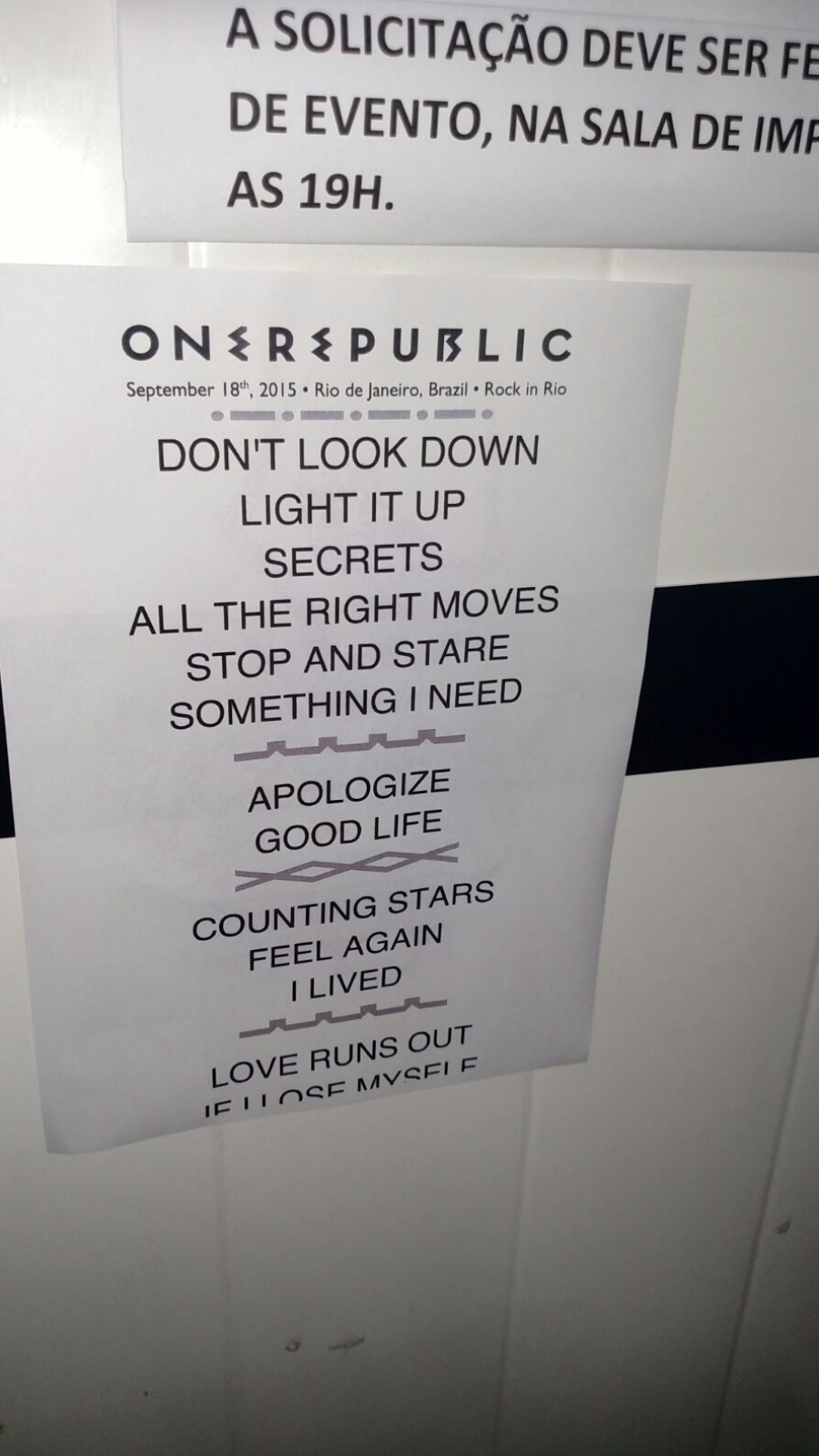 18.set.2015 - Setlist do show do OneRepublic no Palco Mundo do Rock in Rio 2015 - Felipe Cruz/UOL
