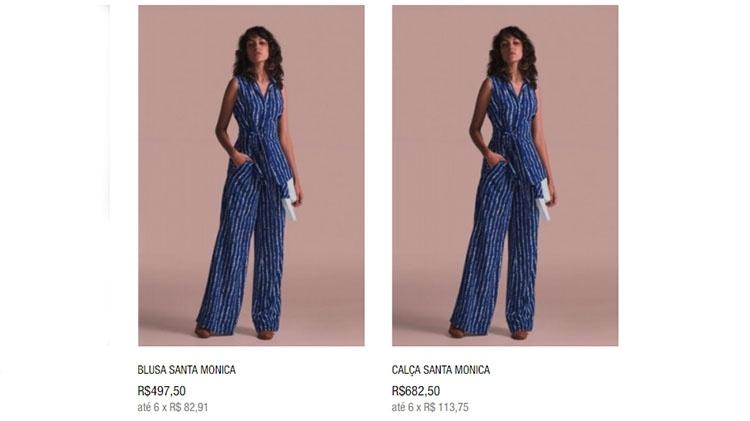 Print mostra o preço das peças da grife Essenciale, usadas por Marcela Temer - Reprodução/DKJ Store - Reprodução/DKJ Store