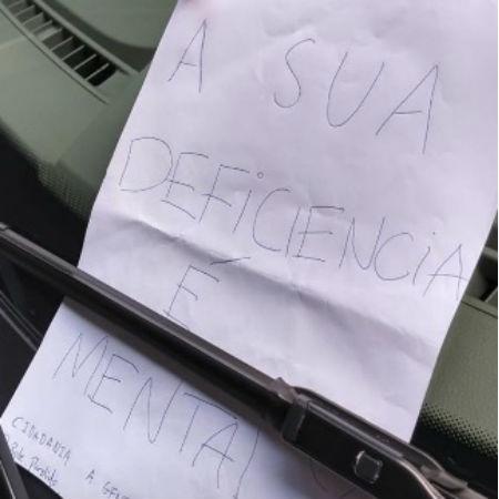 Bilhete de Lucas Jagger deixado para motorista que estacionou carro em vaga de deficientes - Reprodução/Instagram - Reprodução/Instagram