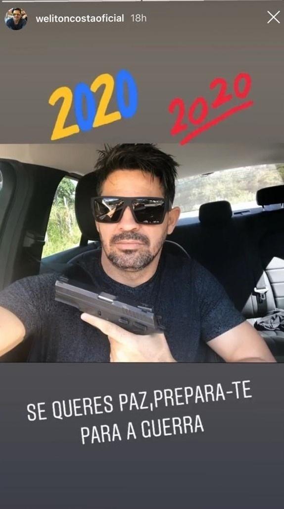 Em publicações no Instagram, Weliton Costa aparece armado e com mensagem ameaçadoras - Reprodução/Instagram