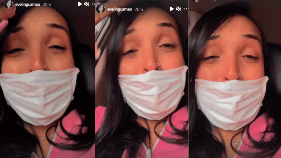 Evelin Gusmão apareceu chorando pedindo o fim dos ataques a ela e sua família - Reprodução/Instagram