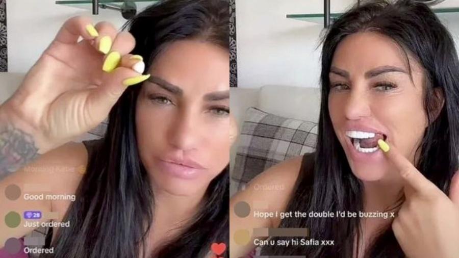 Em live, Katie Price perdeu o dente - Reprodução/TikTok