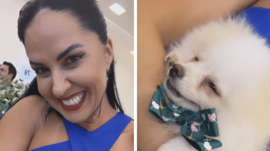 Graciele Lacerda mostra o cachorro que comprou por R$ 63 mil em leilão: 'Arrematei'