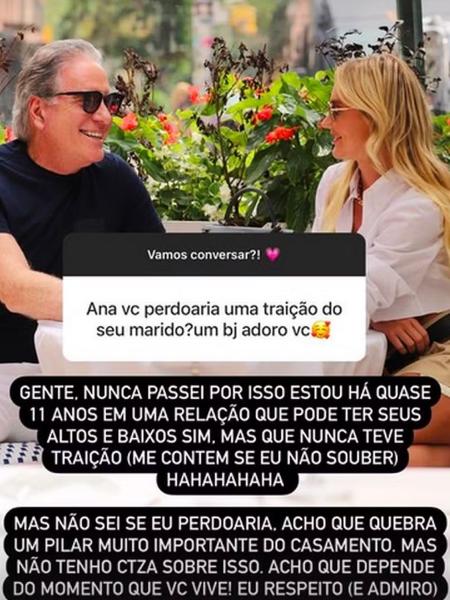 Ana Paula Siebert fala sobre traição em casamento com Roberto Justus