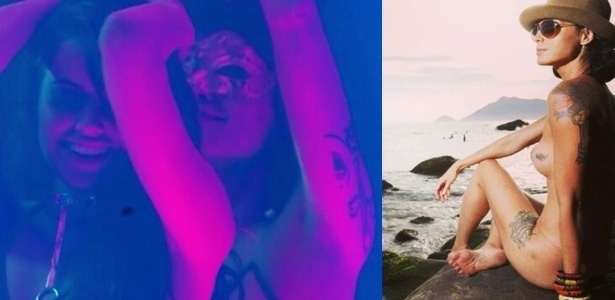 Ana Paula Nogueira em cena de "Verdades Secretas" e, ao lado, em uma foto publicada em seu Instagram