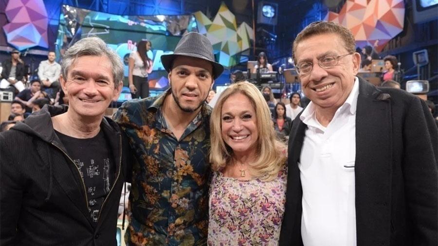 Paulo Silvino com Serginho Groisman, Belo e Susana Vieira participa do "Altas Horas", em 2014 - Divulgação/TV Globo