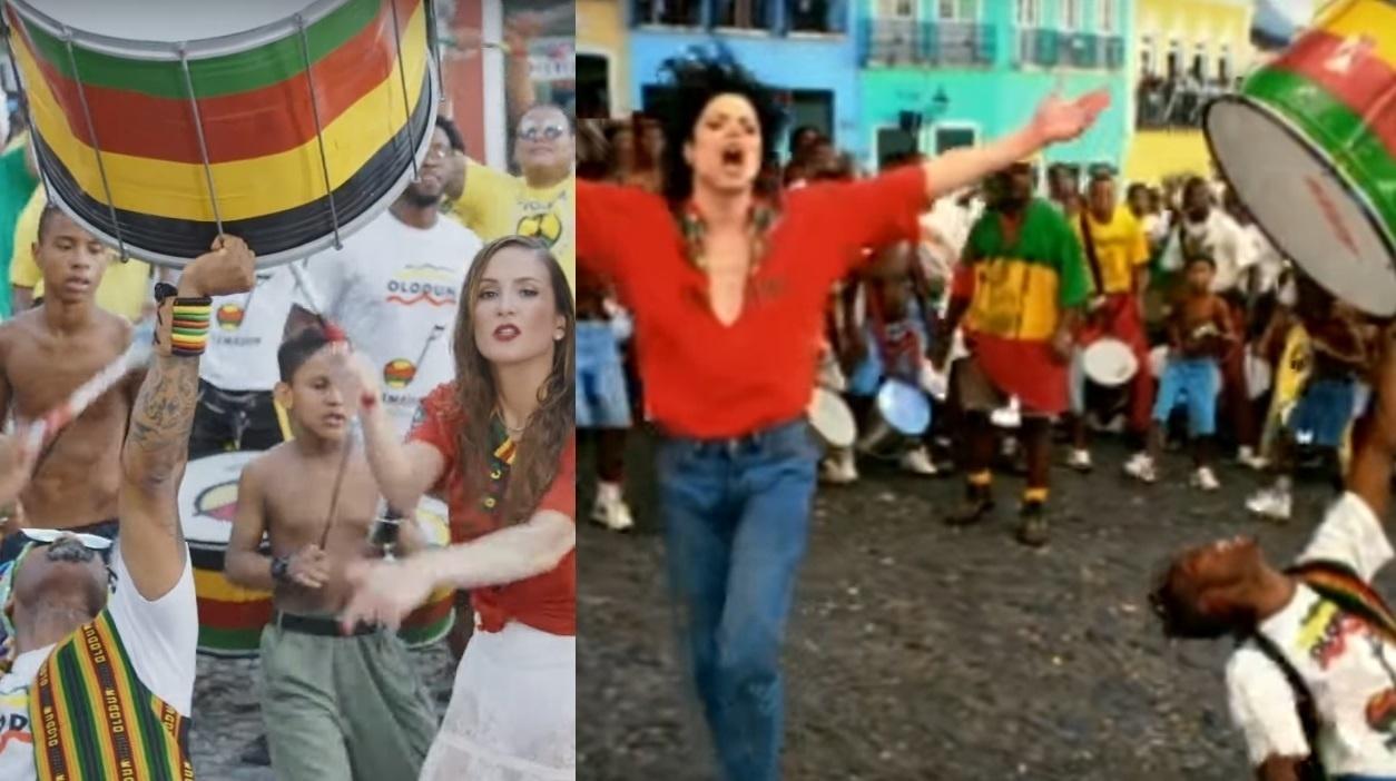 Claudia Leitte homenageia Michael Jackson em clipe de "Saudade", rodado no Pelourinho, em SalvadorClaudia Leitte homenageia Michael Jackson em clipe de "Saudade", rodado no Pelourinho, em Salvador - Reprodução/Montagem