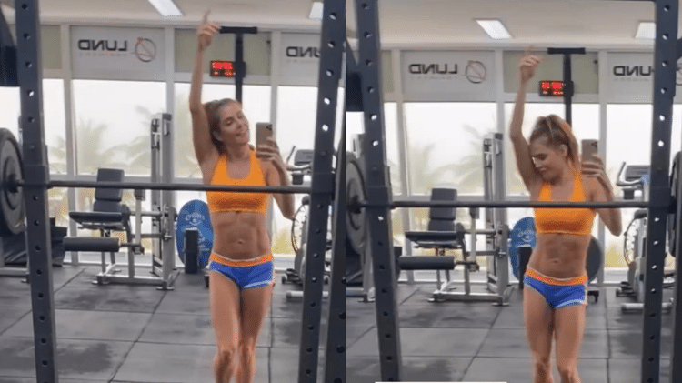 Deborah Secco dançou em frente ao espelho na academia ao som de 'Uma Vida Só', do Rappa - Reprodução/Instagram/@dedesecco  - Reprodução/Instagram/@dedesecco 