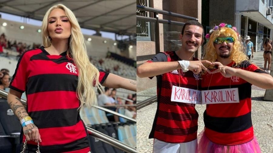 Torcedores do Flamengo brincam e fazem fantasia de Karoline Lima