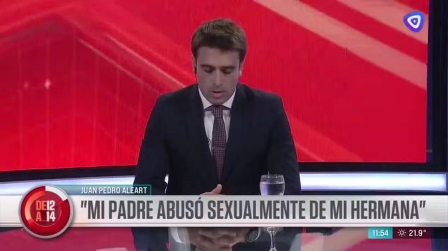 Jornalista Juan Pedro Aleart faz acusação de abusos na família em telejornal argentino - Reprodução/eltresTV