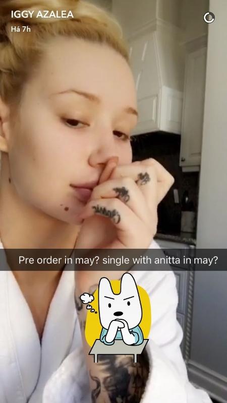 Iggy Azalea dá mais pistas sobre seu novo trabalho com a brasileira Anitta - Reprodução/SnapChat