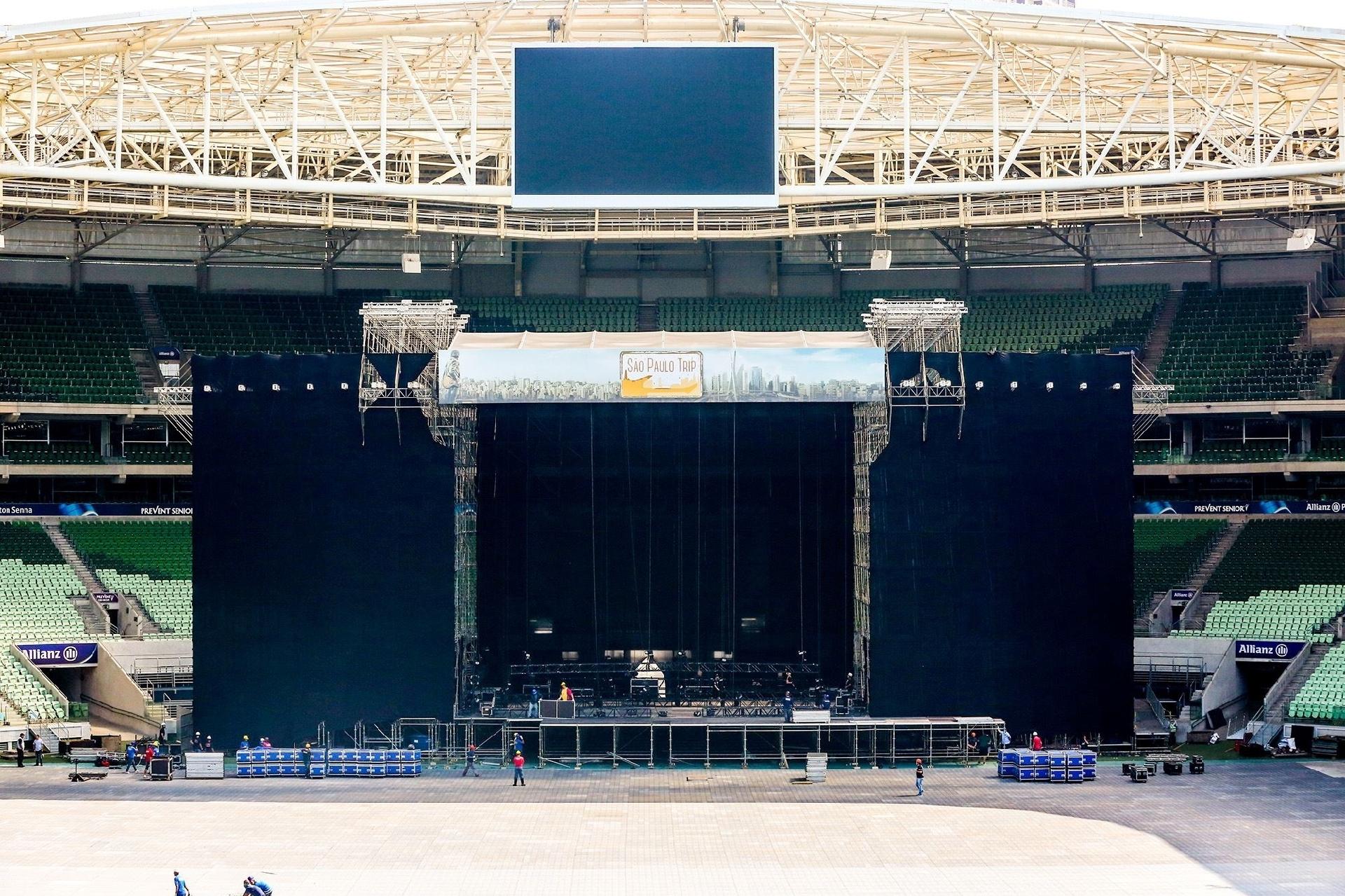 Montagem do palco do festival São Paulo Trip no Allianz Parque - Ricardo Matsukawa/Mercury Concerts