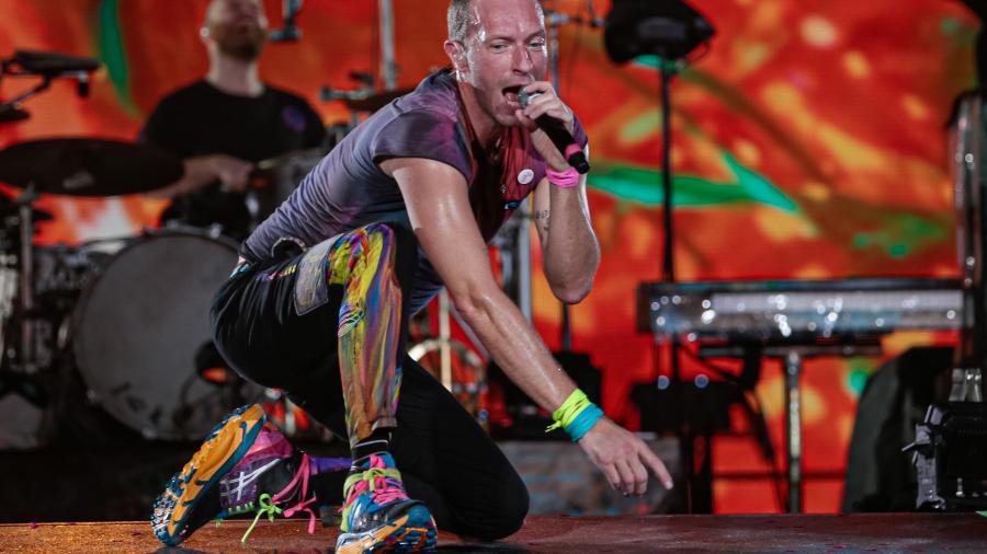  A banda britânica Coldplay, liderada pelo vocalista Chris Martin fez algumas apresentações em São Paulo, no Estádio do Morumbi - Van Campos /Fotoarena/Folhapress
