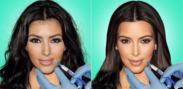 Antes e depois de Kim Kardashian em vídeo do ilustrador Saint Hoax - Reprodução/Instagram/@sainthoax